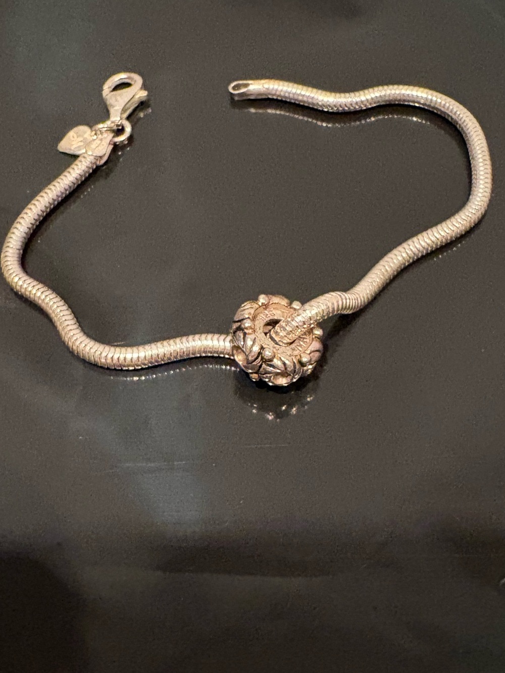 Michael Anthony 925 Silver Italy Snake Chain Charm Bracelet with Charm